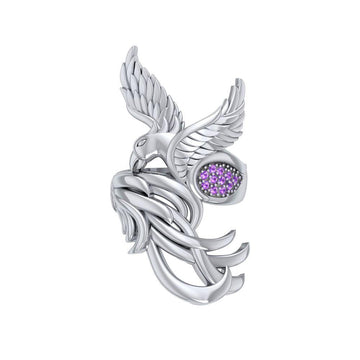 Alighting breakthrough of the Mythical Phoenix ~ Sterling Silver Ring with Gemstone Accents TRI1740 - Jewelry